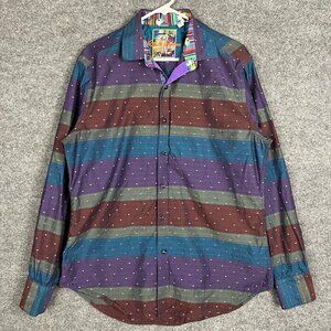 Robert Graham Stripe Multicolored Geometric Button down‎ Flip Cuff Size M